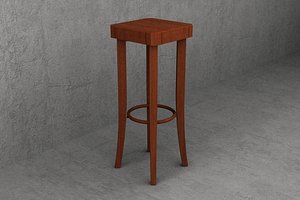 3d model 80cm wooden cafe stool
