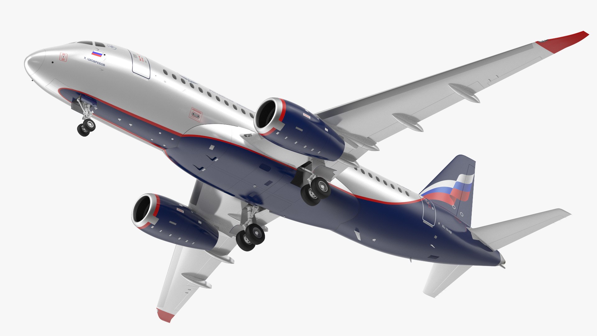 Sukhoi Superjet 100 with Saberlets Aeroflot 3D model preview