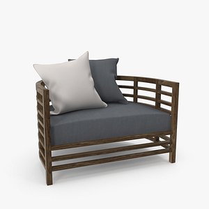 3D Outdoor Armchair with Pillows model