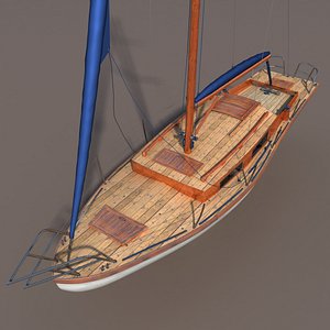 old wood sailboat 3d model