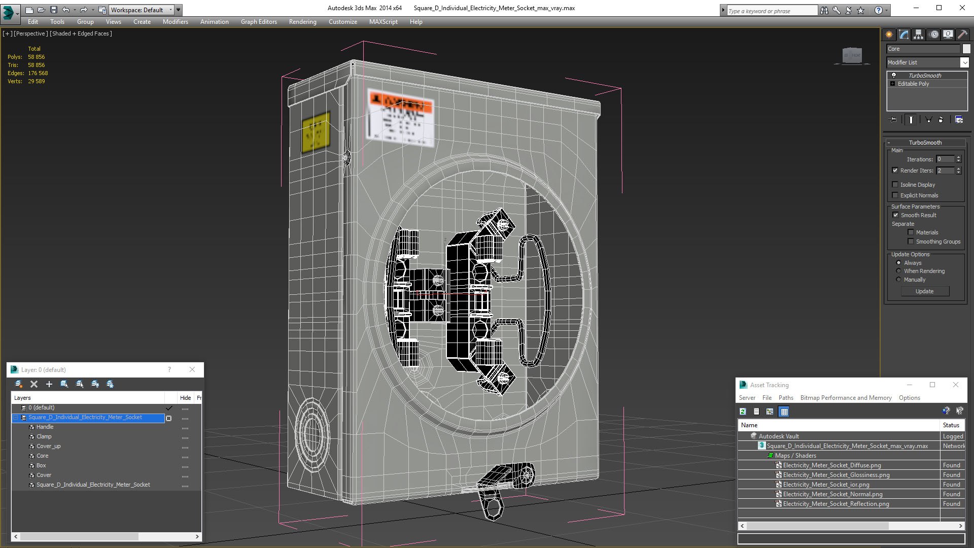 3D Square D Individual Electricity Meter Socket Model - TurboSquid 1912581