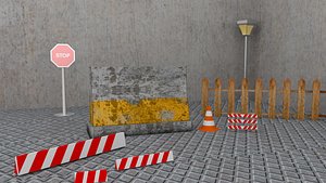 concrete road barrier 3D model