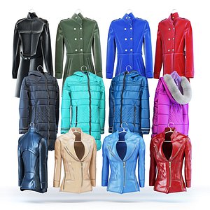 4 variation women's leather jacket, coat and down jacket