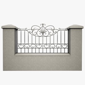 3d wrought iron fence metal model