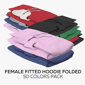 3D Female Fitted Hoodie Folded 50 Colors Pack