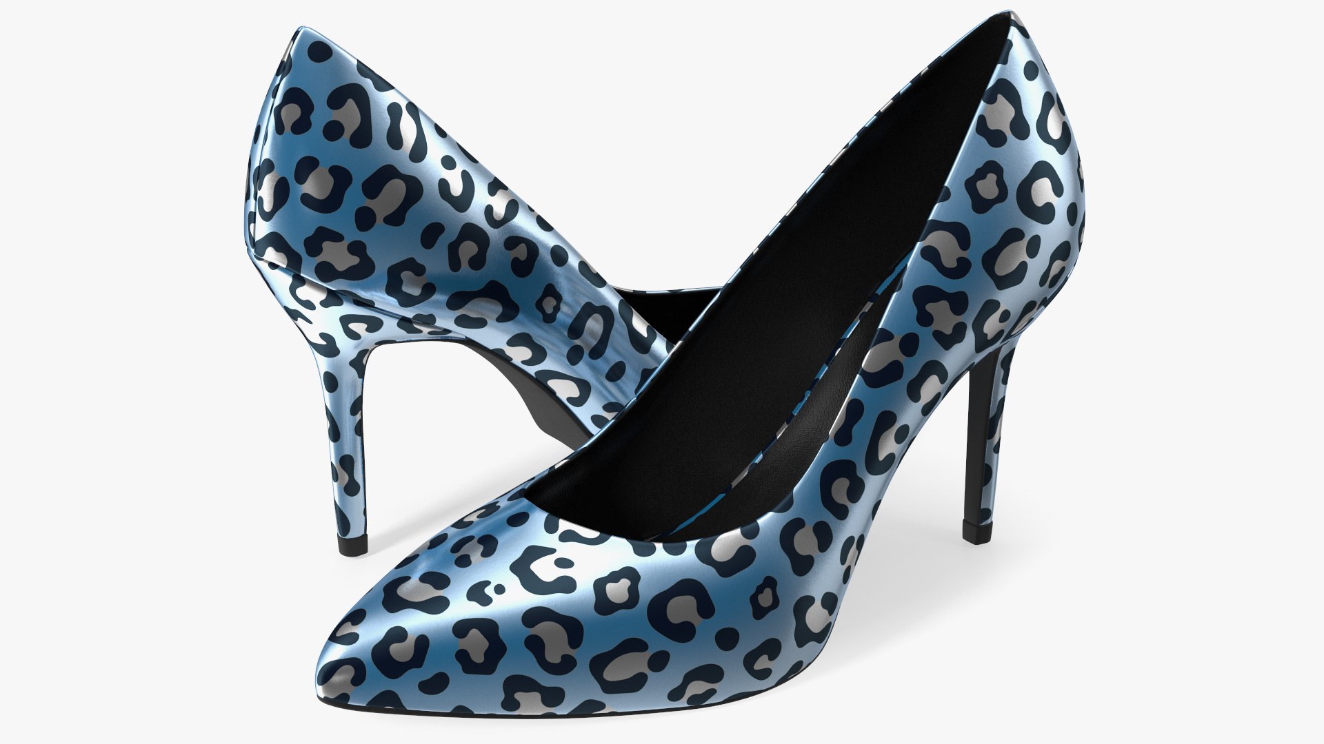 Blue Leopard Heels 3D model preview