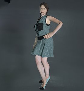 rigged female character model