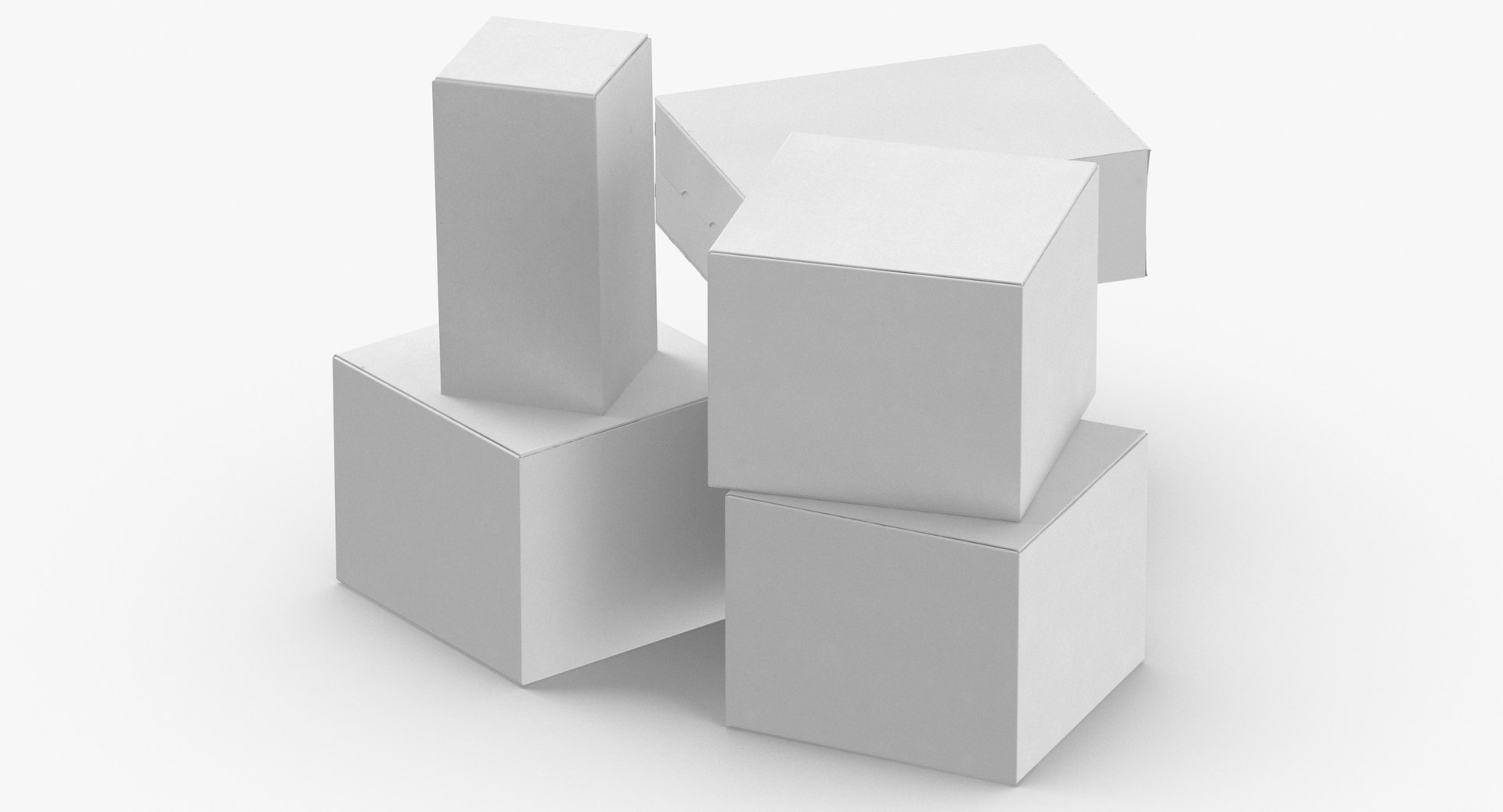 3D Cardboard Box Set 01 Model - TurboSquid 1597223
