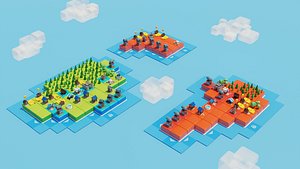 3D Tile island castle model