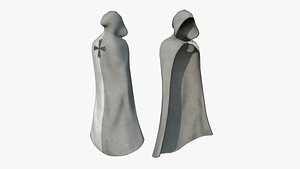 Medieval Cloak A08 White Gray - Fantasy Character Design 3D