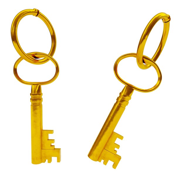 Antique gold key 3D model