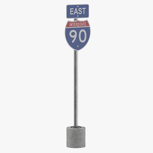 Interstate Highway Signs Cylinder, Square and U Shape 3D