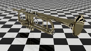 3d model of golden trumpet gold