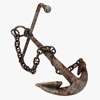 Rusty Admiralty Anchor with Chain