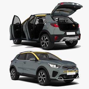 3D Kia Stonic GT-Line Sport Compact Crossover Detailed Interior Animated Doors 3D Model model
