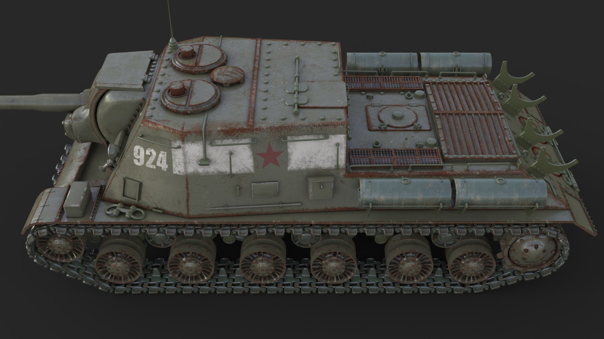 3D Tank ISU 122 Russian Vray - TurboSquid 1734316
