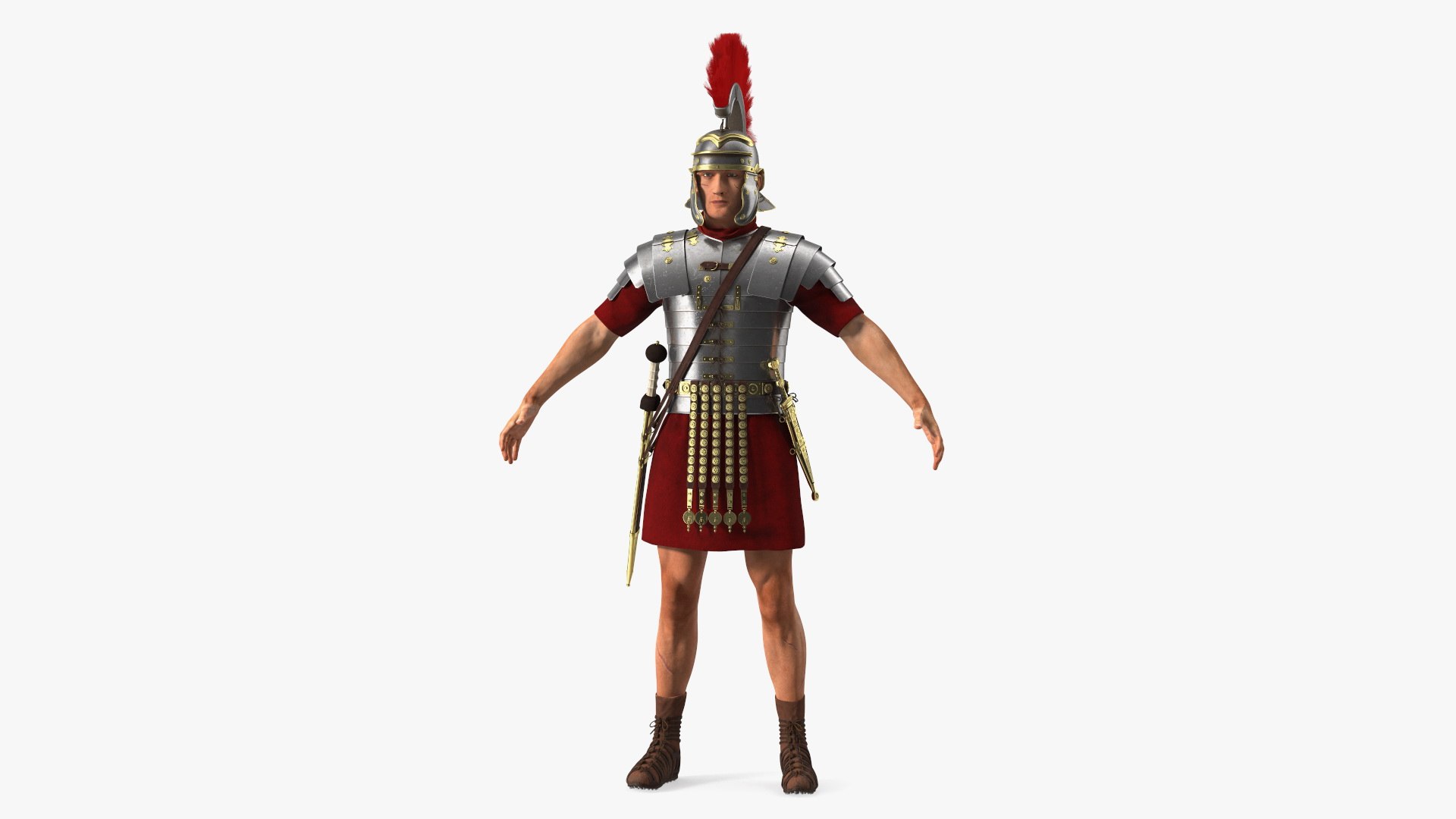 Veteran Roman Legionnaire A-Pose Fur 3D model preview