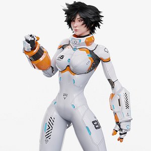 3D Stylized Female Futuristic Pilot - Ferra model