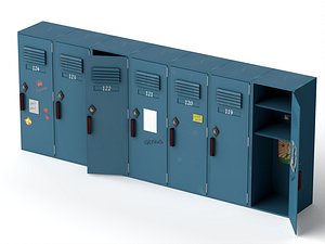 Stylized School Locker Set 3D Model 3D model