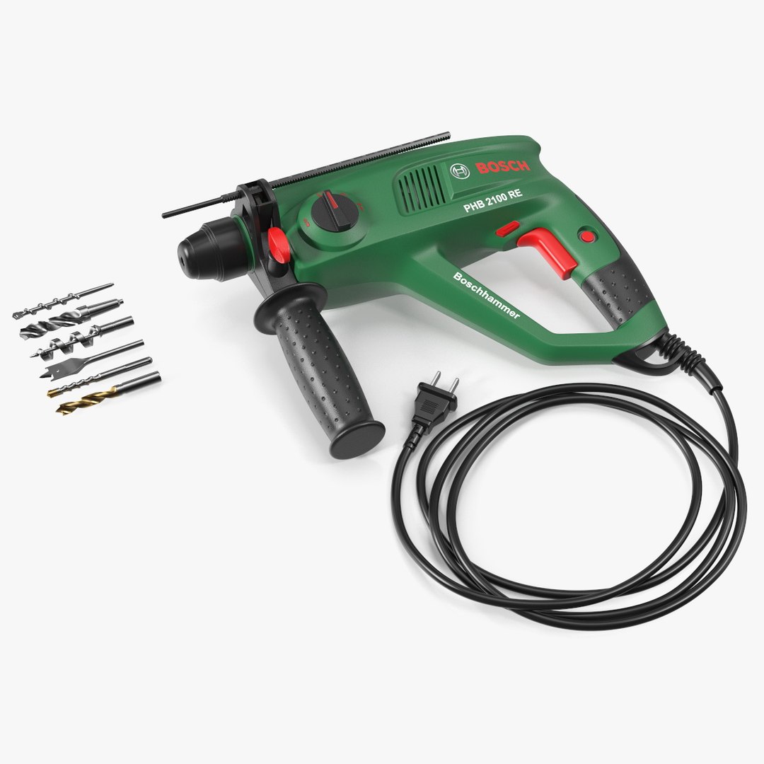 Bosch Power Drill with Drill Bits Set 3D model preview