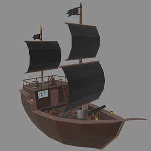 Pirate ship Low Poly 3D model Low-poly 3D model
