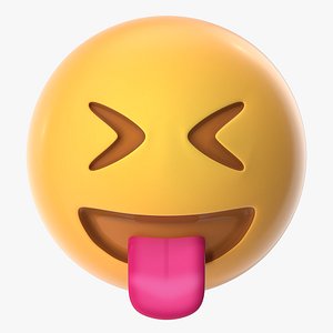 3D squinting face tongue emoji model