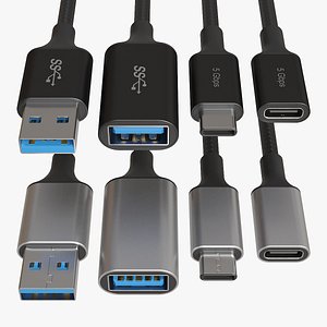 USB Plugs v3 3D model