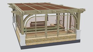 Wooden Gazebo Pavilion 3D Model 3D model
