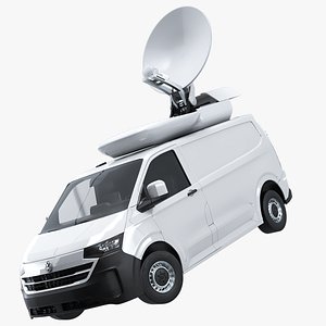 TV Satellite News Van with Roof Dish VW Transporter T7
