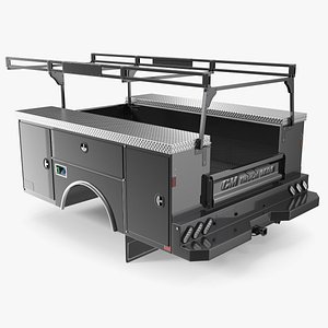 Steel Service Truck Bed with Ladder Rack Black 3D