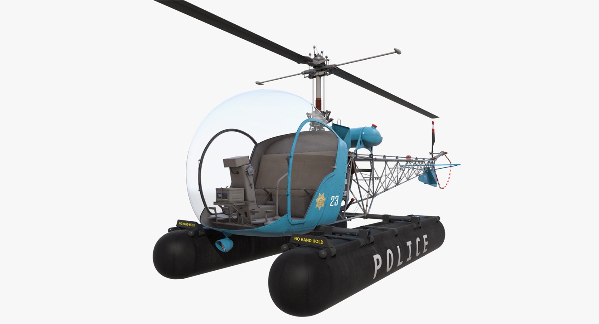 Bell 47 On Floats Police 3D Model 3D model preview