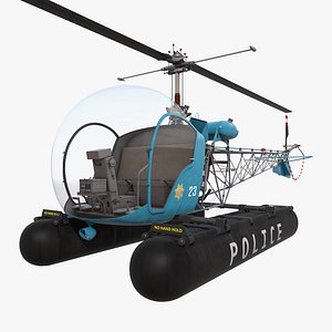 Bell 47 On Floats Police 3D Model