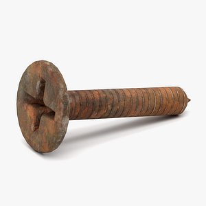 Screw - Old and Rusty - Self Tapping Flat Head Phillips - Game Ready Low Poly