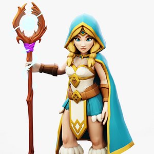 3D Stylized Medieval Wizard Character - Aerish model