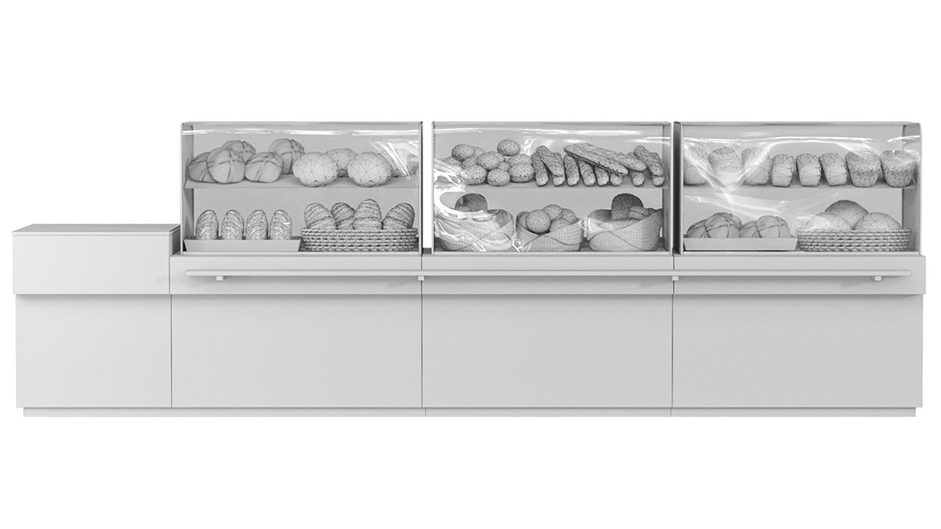 Showcase With Pastries Bread And Sweets 3D Model - TurboSquid 2207586