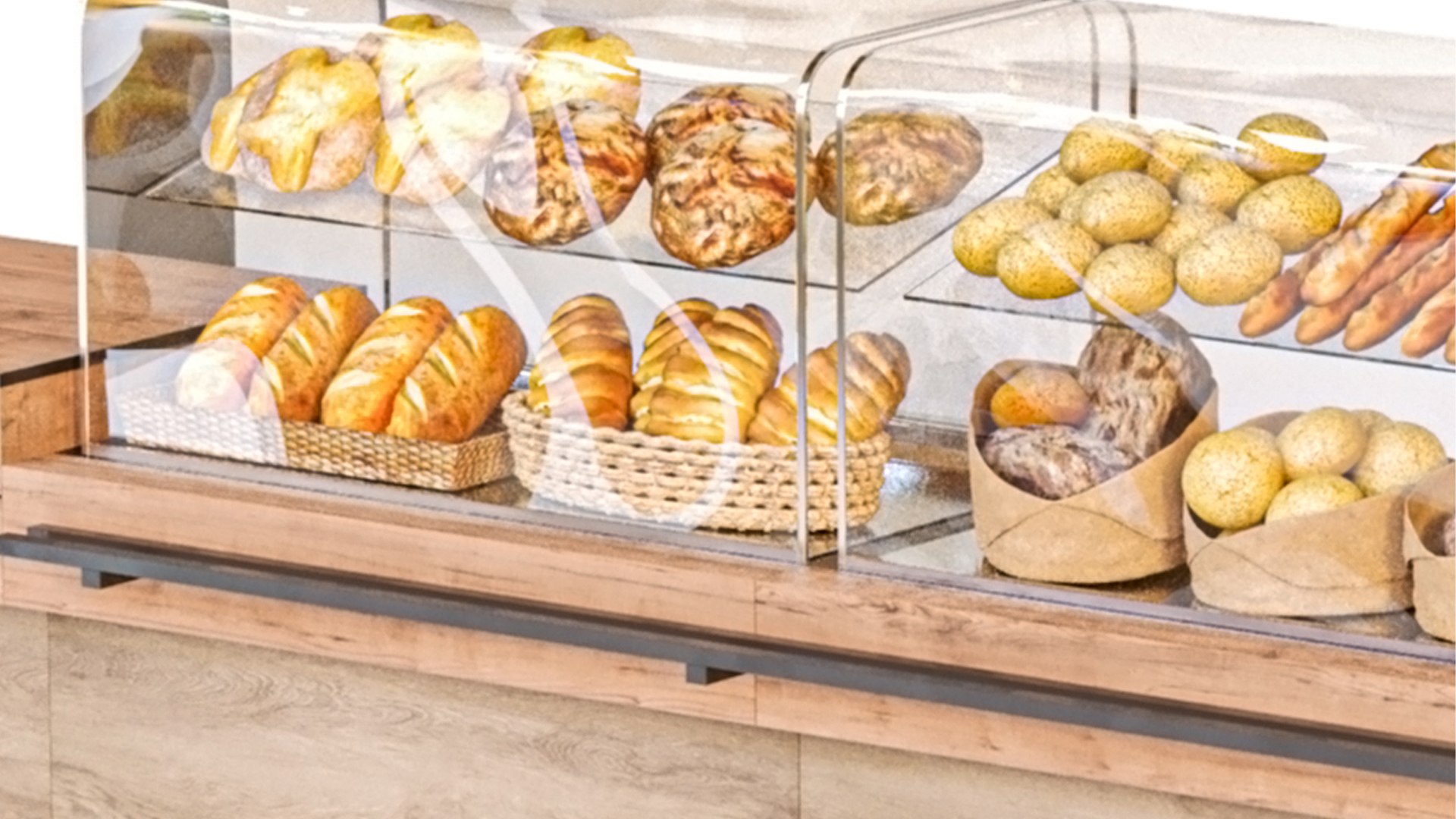Showcase With Pastries Bread And Sweets 3D Model - TurboSquid 2207586