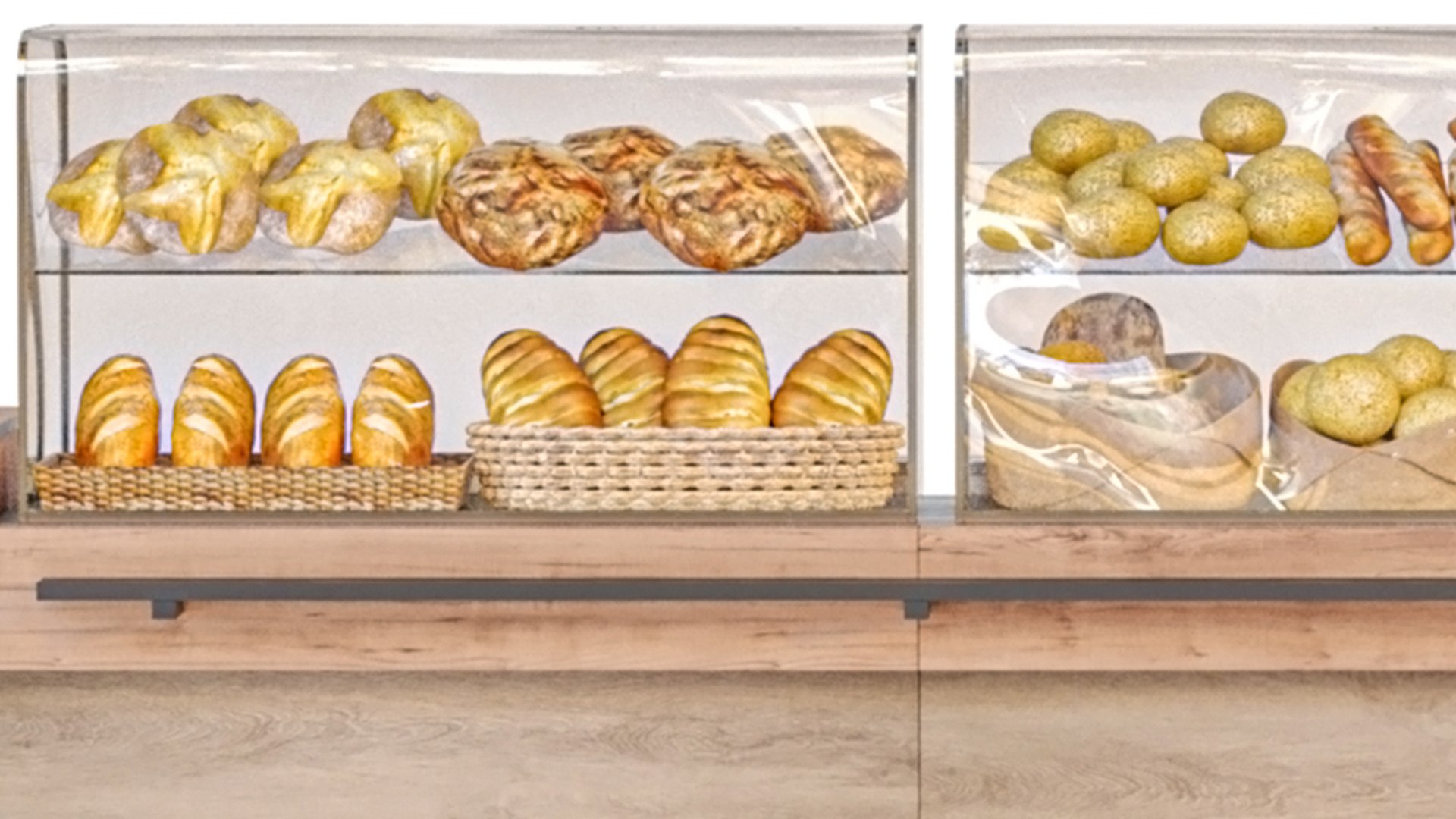 Showcase With Pastries Bread And Sweets 3D Model - TurboSquid 2207586