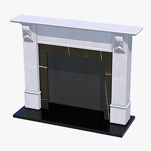 3D model Limestone Fireplace Mantel V3