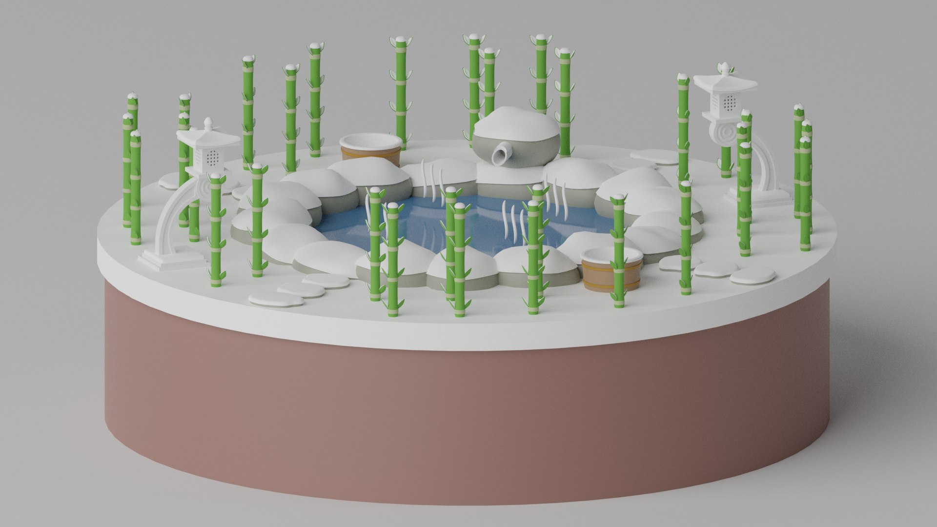 Cartoon Asian Hot Spring Winter 3D Model - TurboSquid 2475459