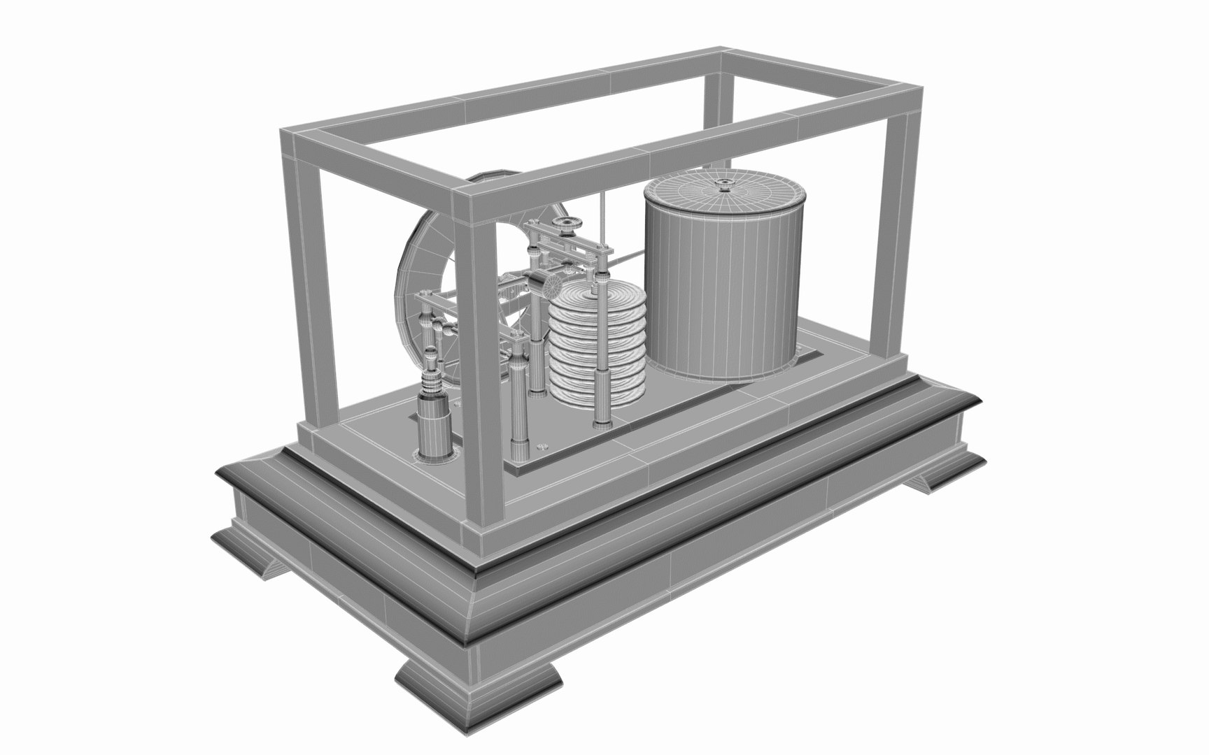 3D Antique Drum Barograph And Barometer - TurboSquid 2012527