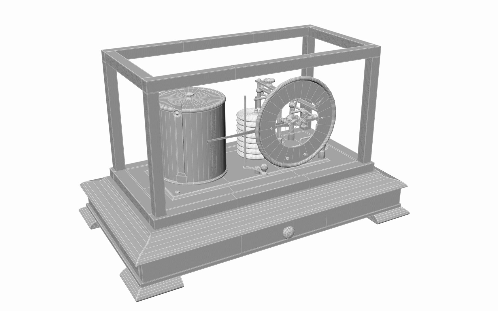 3D Antique Drum Barograph And Barometer - TurboSquid 2012527