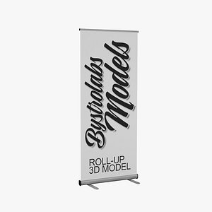 White  Roll-up Banner 3D