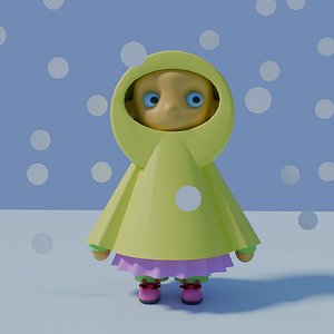 Little girl and flat snowflakes