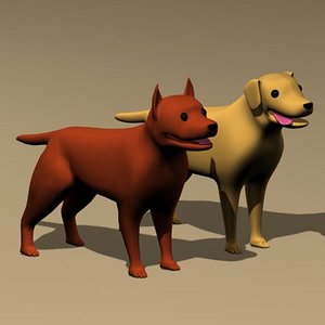 3d model character studio dogs rigged