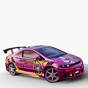 3D Honda Civic Anime Livery - Game Ready Low-poly model