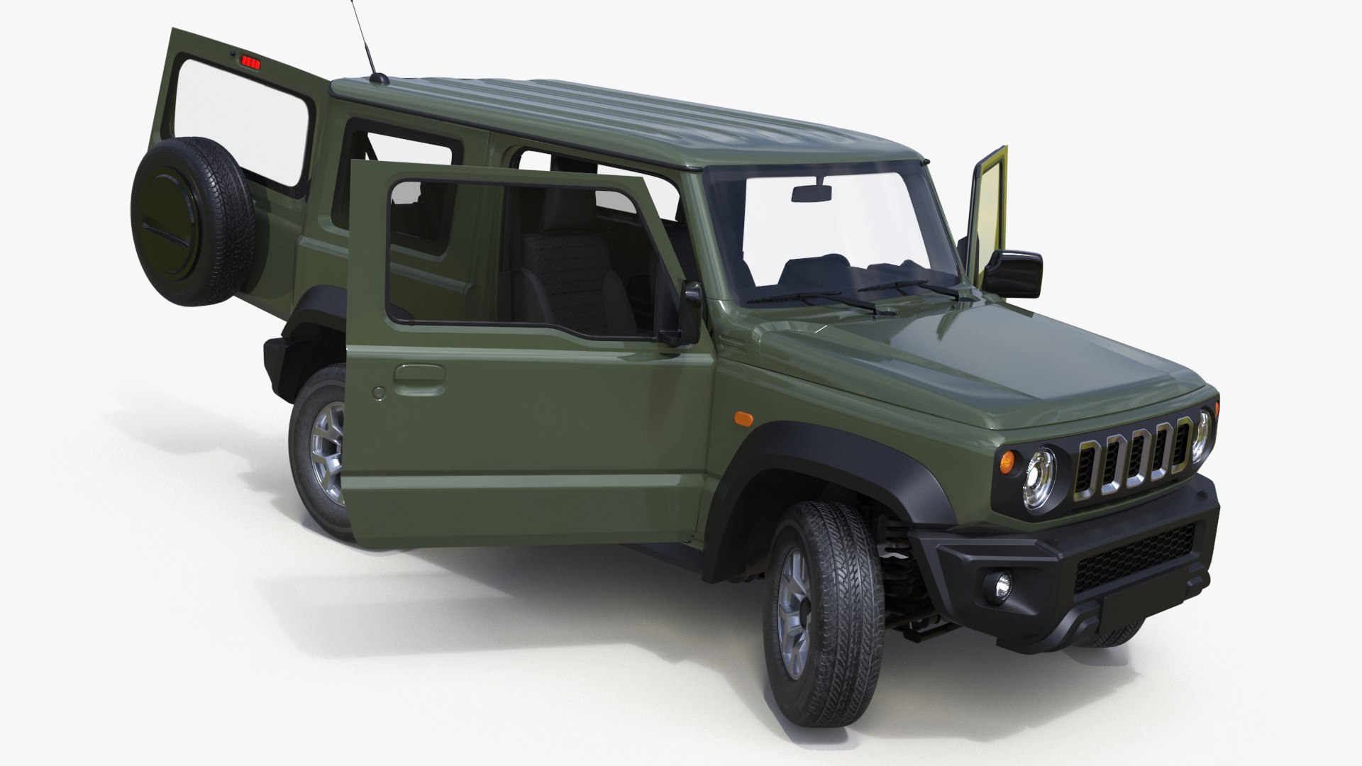 Modern Three Door SUV Green Rigged for Maya 3D model preview