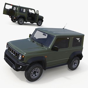 Modern Three Door SUV Green Rigged for Maya