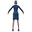 Modello 3D di assistente di volo femminile, personale di cabina, hostess di linea, uniforme, low poly, PBR