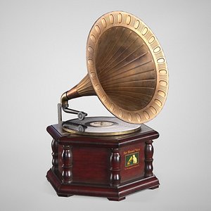 3D Retro Gramophone - Vintage Vinyl Phonograph