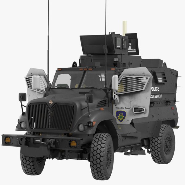 3D Police Vehicle MRAP International MaxxPro Rigged model